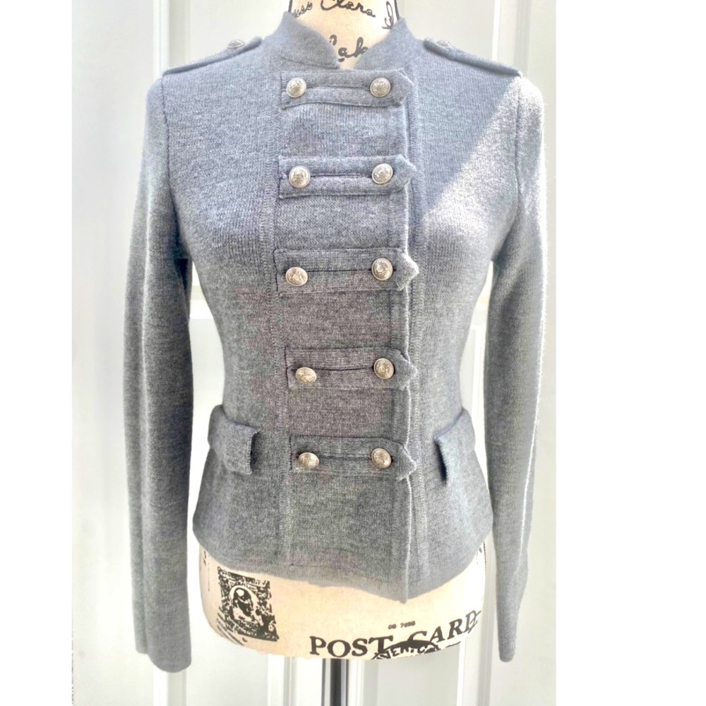 NWOT Loft Gray Merino Wool Military Sweater